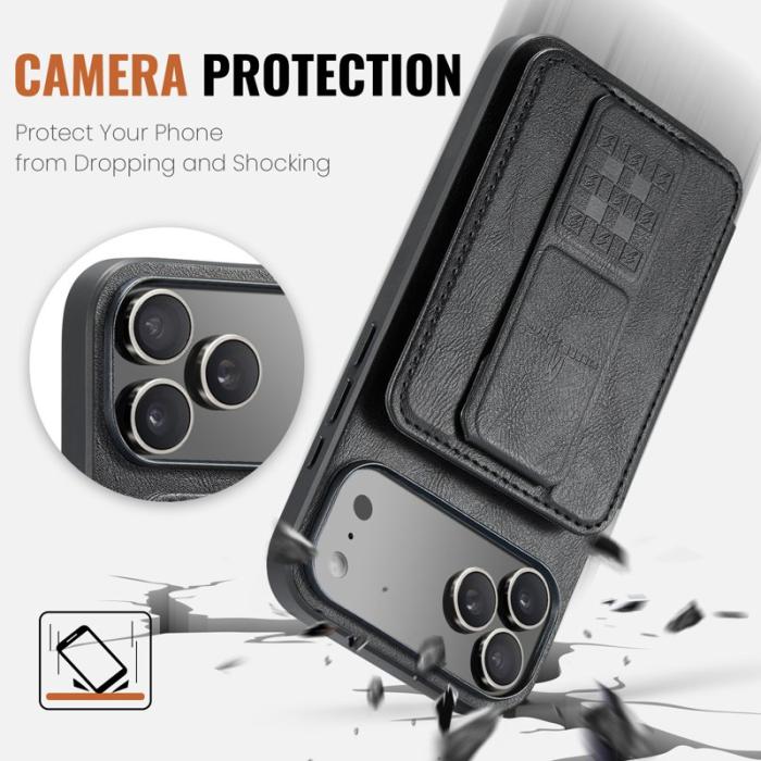 FIERRE SHANN - FIERRE SHANN 024 iPhone 17 Pro Fodral Äkta läder - Svart