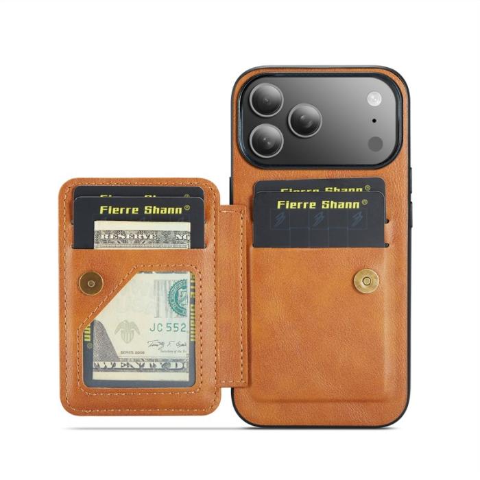 FIERRE SHANN - FIERRE SHANN 024 iPhone 17 Pro Max Fodral Äkta läder - Brun