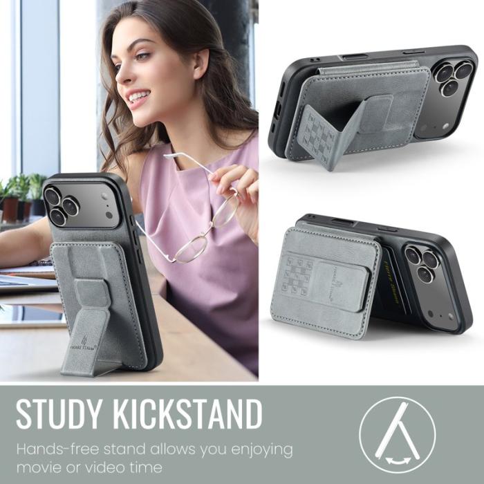 FIERRE SHANN - FIERRE SHANN 024 iPhone 17 Pro Max Fodral Äkta läder - Grå