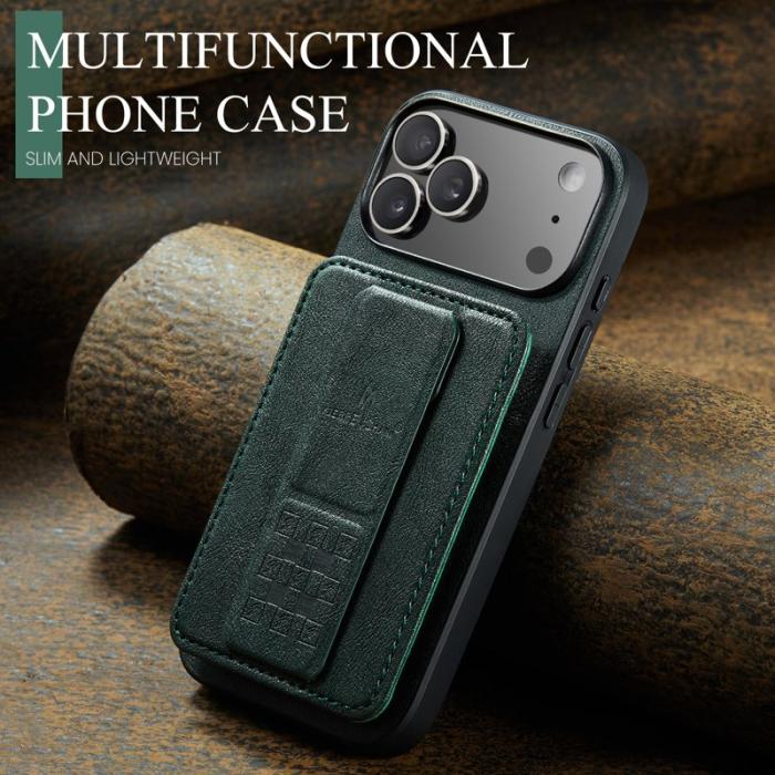 FIERRE SHANN - FIERRE SHANN 024 iPhone 17 Pro Max Fodral Äkta läder - Grön