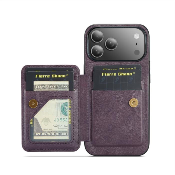 FIERRE SHANN - FIERRE SHANN 024 iPhone 17 Pro Max Fodral Äkta läder - Lila