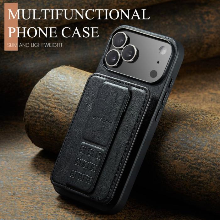 FIERRE SHANN - FIERRE SHANN 024 iPhone 17 Pro Max Fodral Äkta läder - Svart