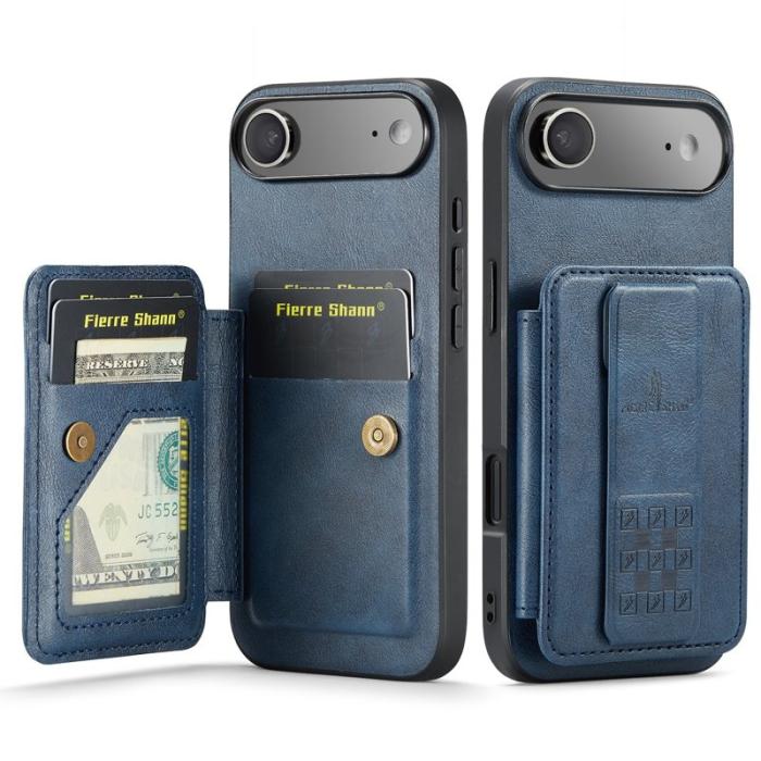 FIERRE SHANN - FIERRE SHANN 024 iPhone Air Fodral Äkta läder - Blå
