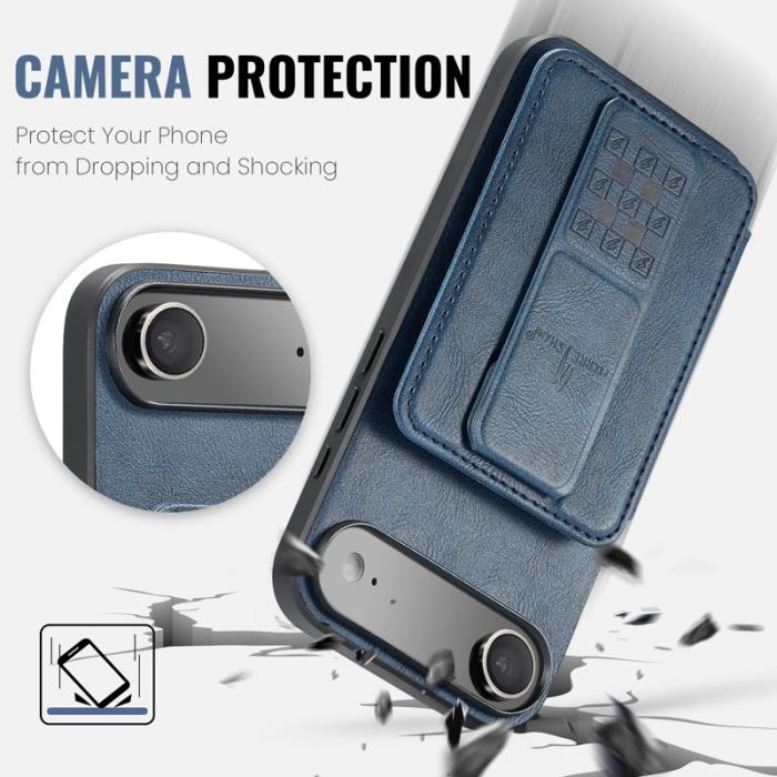 FIERRE SHANN - FIERRE SHANN 024 iPhone Air Fodral Äkta läder - Blå