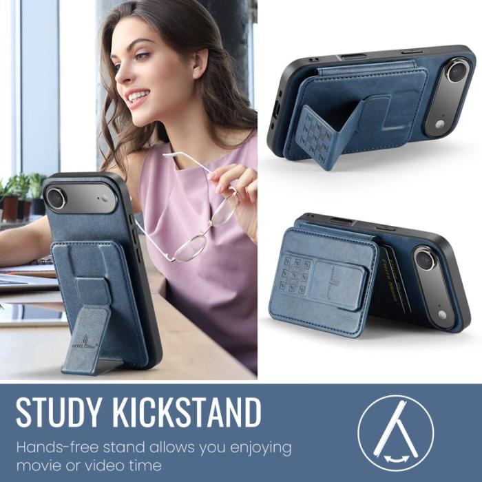 FIERRE SHANN - FIERRE SHANN 024 iPhone Air Fodral Äkta läder - Blå