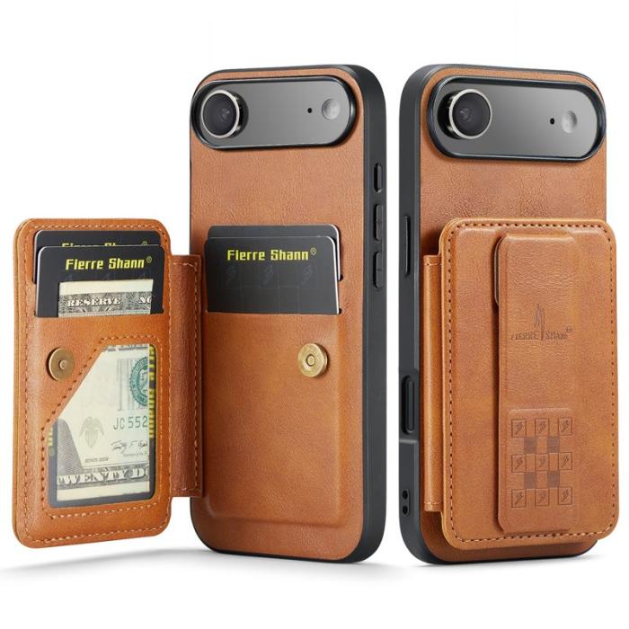 FIERRE SHANN - FIERRE SHANN 024 iPhone Air Fodral Äkta läder - Brun