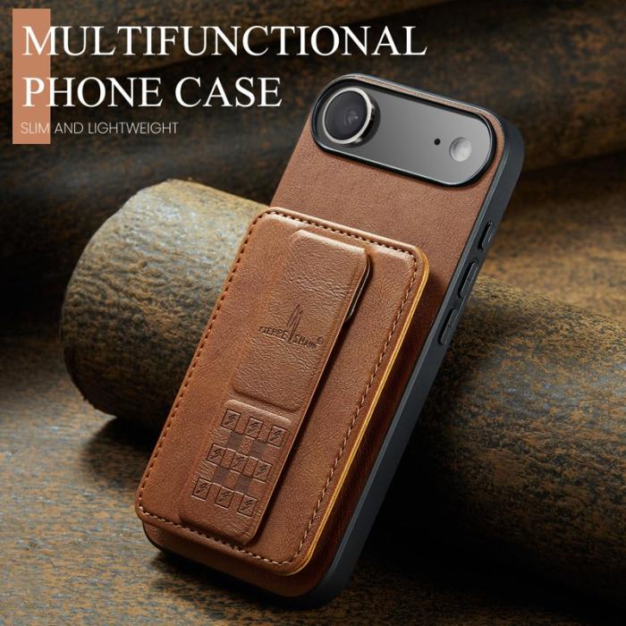 FIERRE SHANN - FIERRE SHANN 024 iPhone Air Fodral Äkta läder - Brun