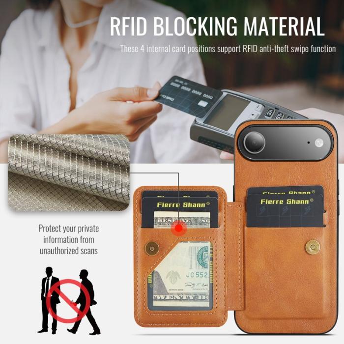 FIERRE SHANN - FIERRE SHANN 024 iPhone Air Fodral Äkta läder - Brun