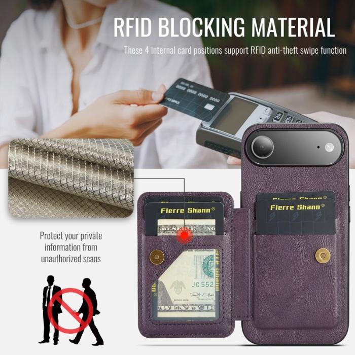 FIERRE SHANN - FIERRE SHANN 024 iPhone Air Fodral Äkta läder - Lila