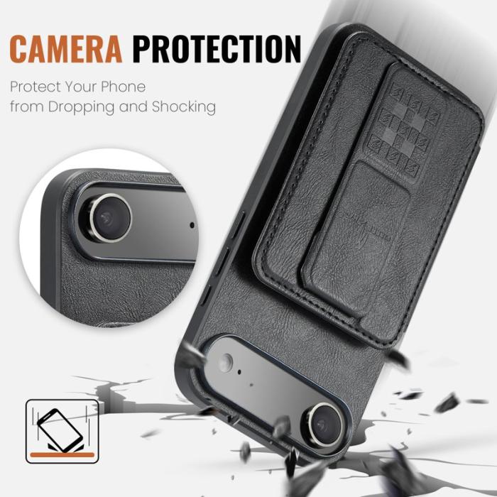 FIERRE SHANN - FIERRE SHANN 024 iPhone Air Fodral Äkta läder - Svart