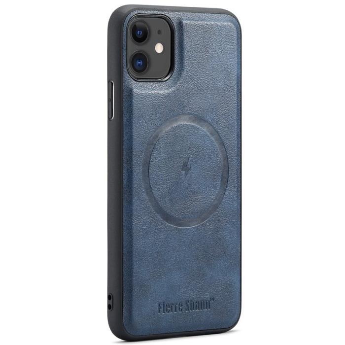 FIERRE SHANN - FIERRE SHANN 025 Fodral för iPhone 11 Äkta läder - Blå