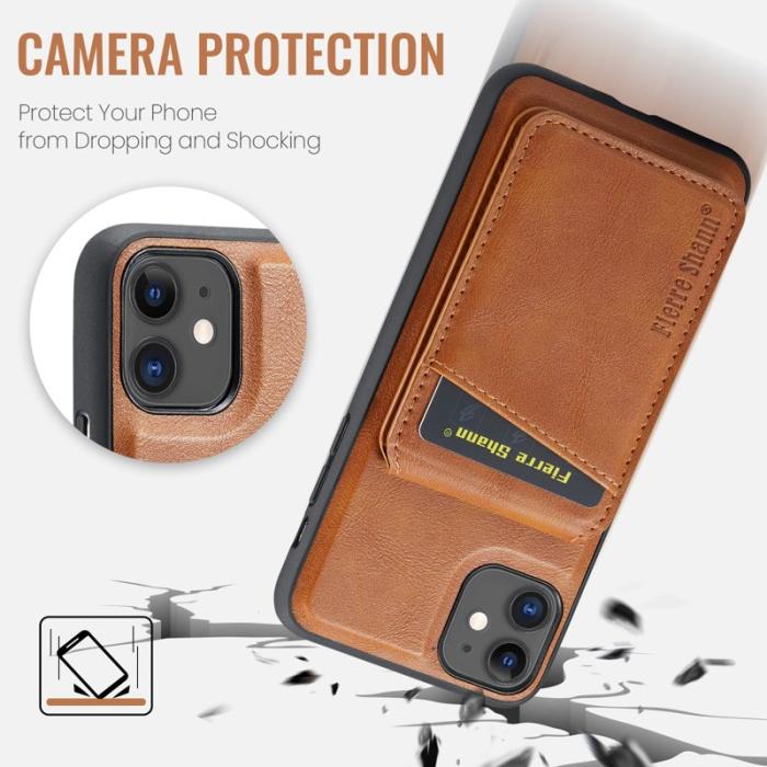 FIERRE SHANN - FIERRE SHANN 025 Fodral för iPhone 11 Äkta läder - Brun