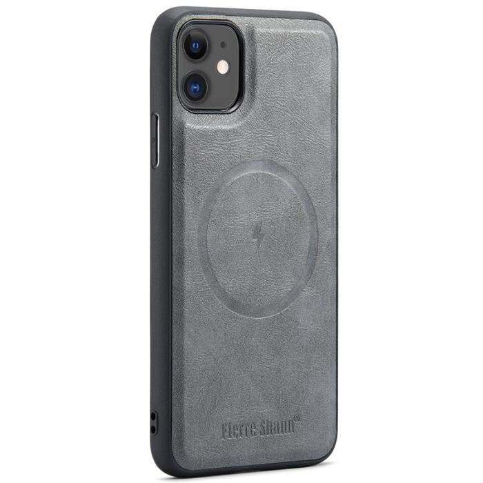 FIERRE SHANN - FIERRE SHANN 025 Fodral för iPhone 11 Äkta läder - Grå