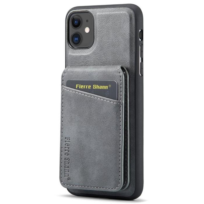 FIERRE SHANN - FIERRE SHANN 025 Fodral för iPhone 11 Äkta läder - Grå
