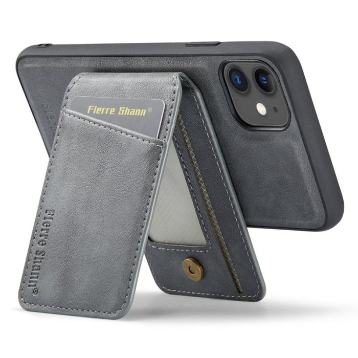 FIERRE SHANN - FIERRE SHANN 025 Fodral för iPhone 11 Äkta läder - Grå