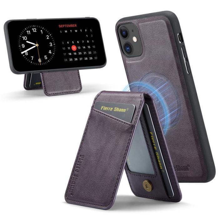 FIERRE SHANN - FIERRE SHANN 025 Fodral för iPhone 11 Äkta läder - Lila