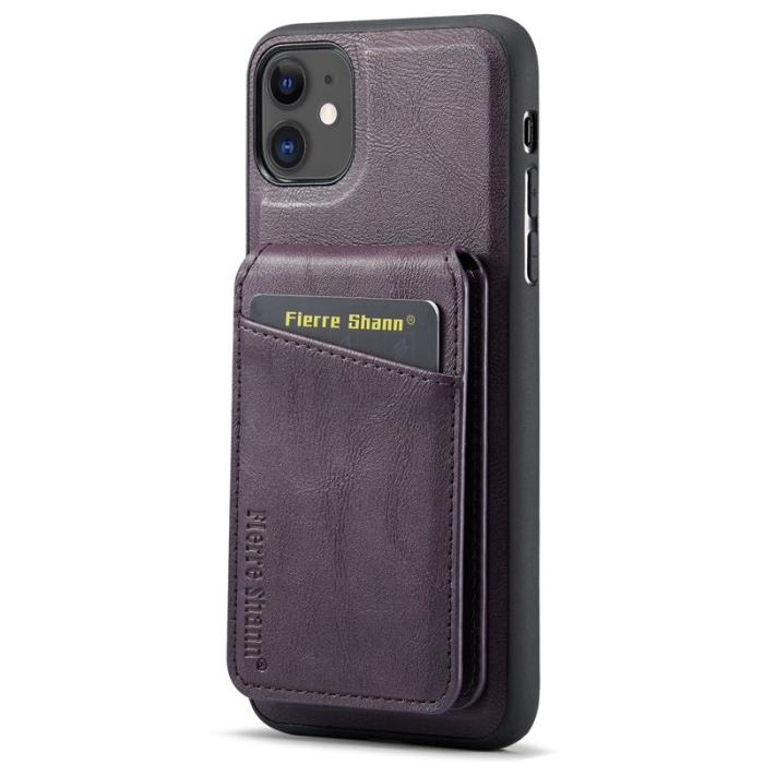 FIERRE SHANN - FIERRE SHANN 025 Fodral för iPhone 11 Äkta läder - Lila
