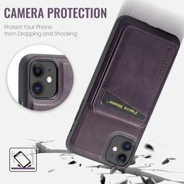 FIERRE SHANN - FIERRE SHANN 025 Fodral för iPhone 11 Äkta läder - Lila