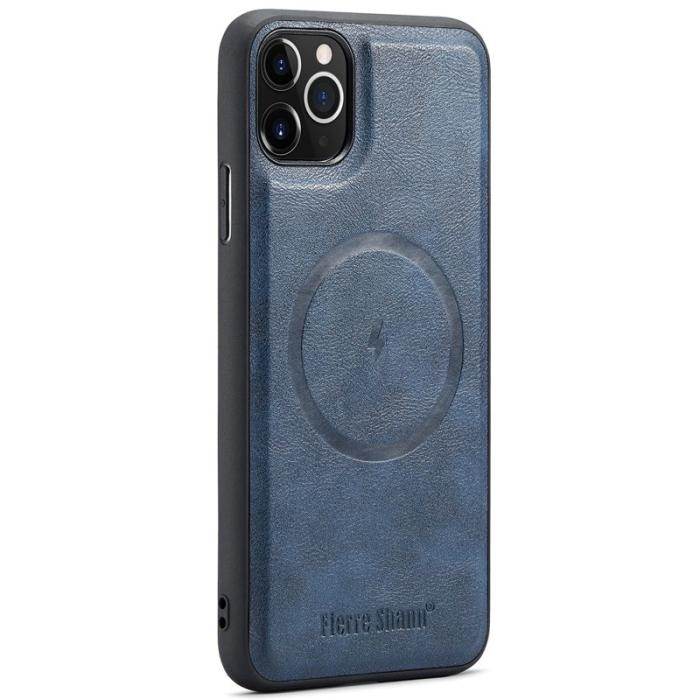 FIERRE SHANN - FIERRE SHANN 025 Fodral för iPhone 11 Pro Max Äkta läder - Blå