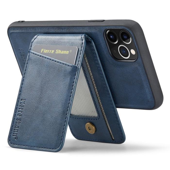 FIERRE SHANN - FIERRE SHANN 025 Fodral för iPhone 11 Pro Max Äkta läder - Blå