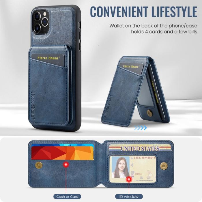 FIERRE SHANN - FIERRE SHANN 025 Fodral för iPhone 11 Pro Max Äkta läder - Blå