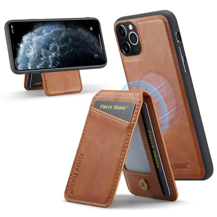 FIERRE SHANN - FIERRE SHANN 025 Fodral för iPhone 11 Pro Max Äkta läder - Brun