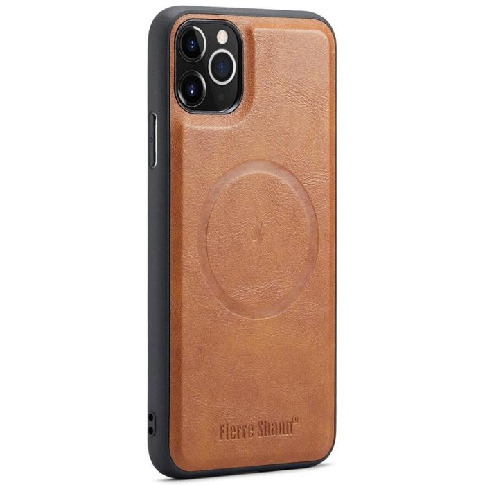FIERRE SHANN - FIERRE SHANN 025 Fodral för iPhone 11 Pro Max Äkta läder - Brun