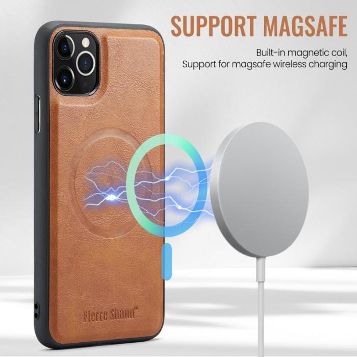 FIERRE SHANN - FIERRE SHANN 025 Fodral för iPhone 11 Pro Max Äkta läder - Brun