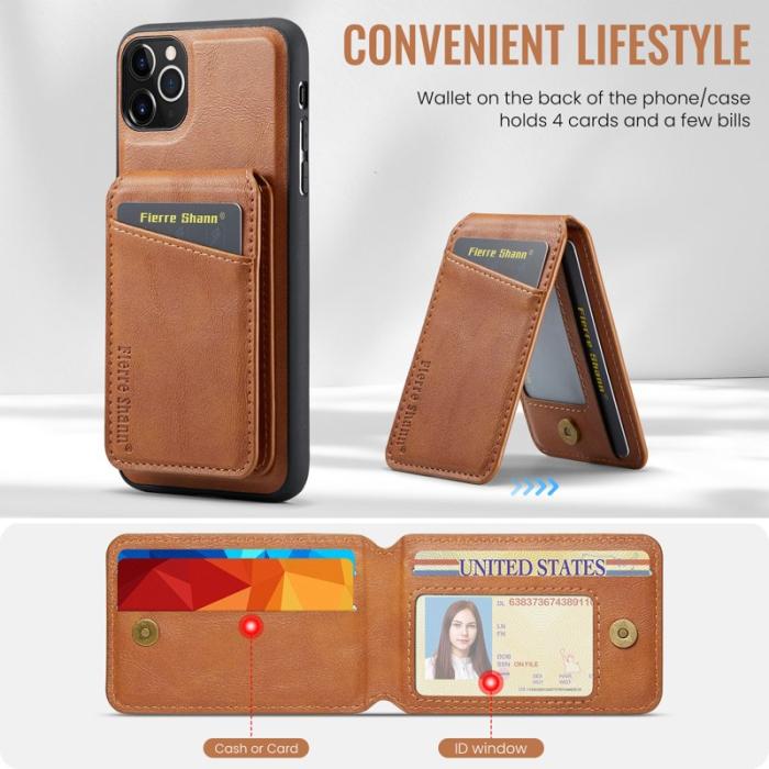 FIERRE SHANN - FIERRE SHANN 025 Fodral för iPhone 11 Pro Max Äkta läder - Brun