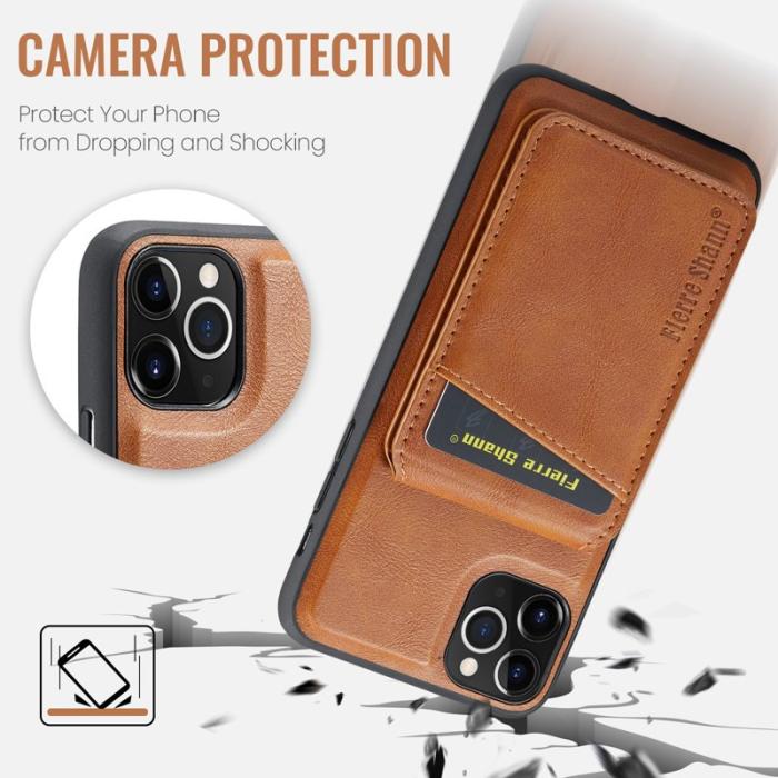FIERRE SHANN - FIERRE SHANN 025 Fodral för iPhone 11 Pro Max Äkta läder - Brun