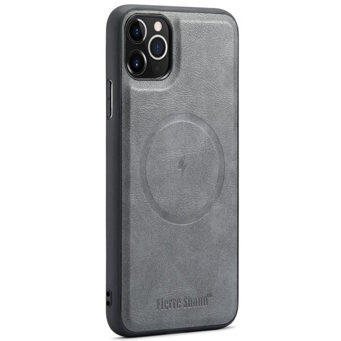 FIERRE SHANN - FIERRE SHANN 025 Fodral för iPhone 11 Pro Max Äkta läder - Grå
