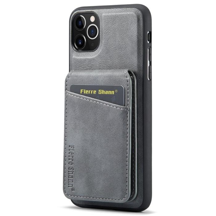 FIERRE SHANN - FIERRE SHANN 025 Fodral för iPhone 11 Pro Max Äkta läder - Grå