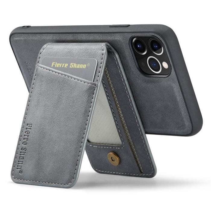 FIERRE SHANN - FIERRE SHANN 025 Fodral för iPhone 11 Pro Max Äkta läder - Grå