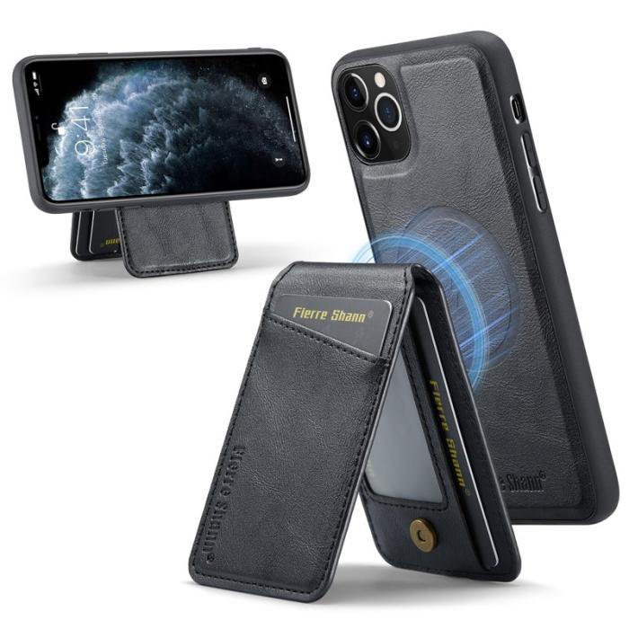 FIERRE SHANN - FIERRE SHANN 025 Fodral för iPhone 11 Pro Max Äkta läder - Svart