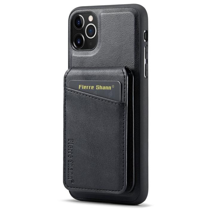 FIERRE SHANN - FIERRE SHANN 025 Fodral för iPhone 11 Pro Max Äkta läder - Svart