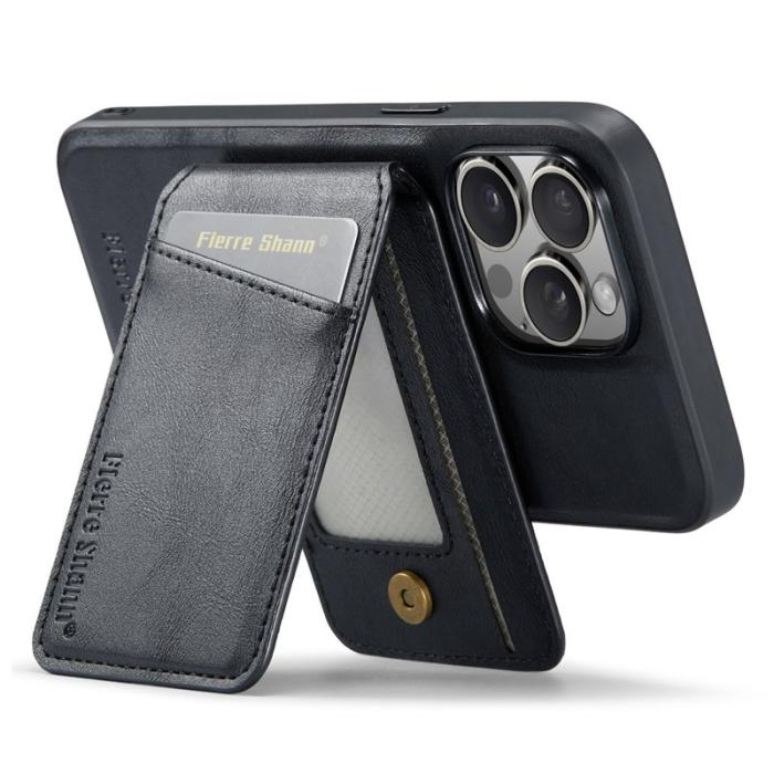 FIERRE SHANN - FIERRE SHANN 025 Fodral för iPhone 12/12 Pro Äkta läder - Svart