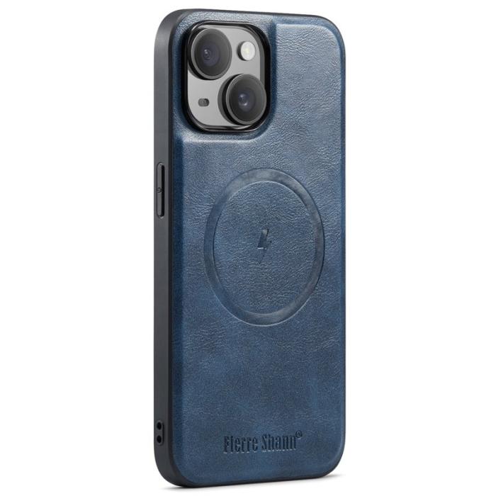 FIERRE SHANN - FIERRE SHANN 025 Fodral för iPhone 13 Äkta läder - Blå