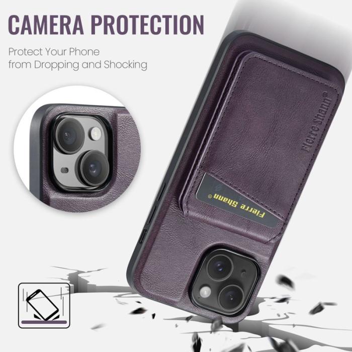 FIERRE SHANN - FIERRE SHANN 025 Fodral för iPhone 13 Äkta läder - Lila
