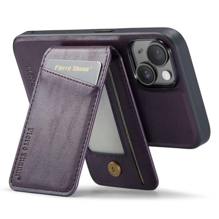 FIERRE SHANN - FIERRE SHANN 025 Fodral för iPhone 14 Äkta läder - Lila