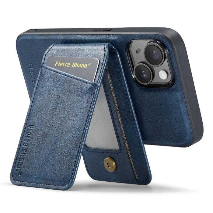 FIERRE SHANN - FIERRE SHANN 025 Fodral för iPhone 14 Plus - Äkta läder - Blå