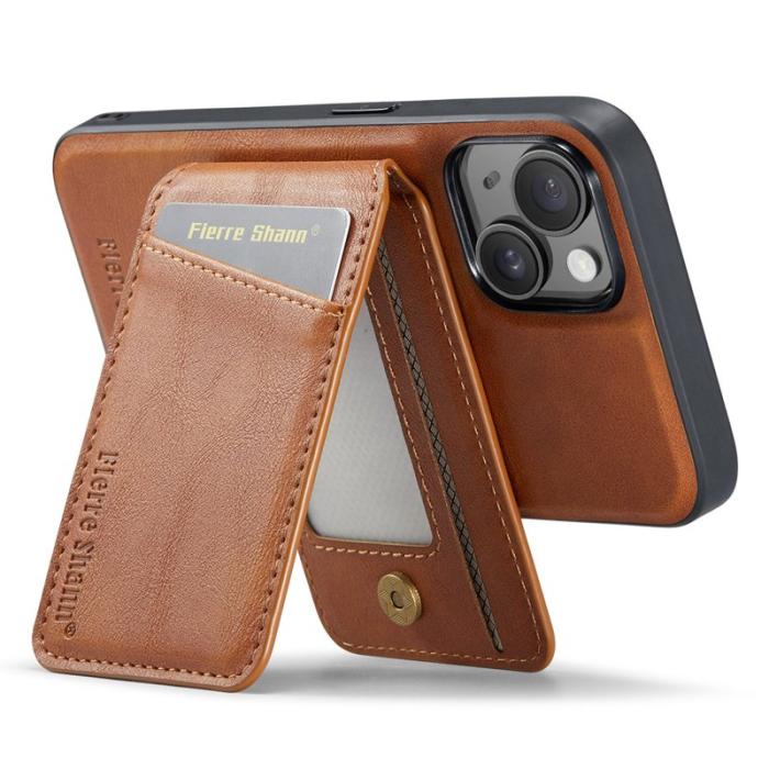 FIERRE SHANN - FIERRE SHANN 025 Fodral för iPhone 14 Plus - Äkta läder - Brun