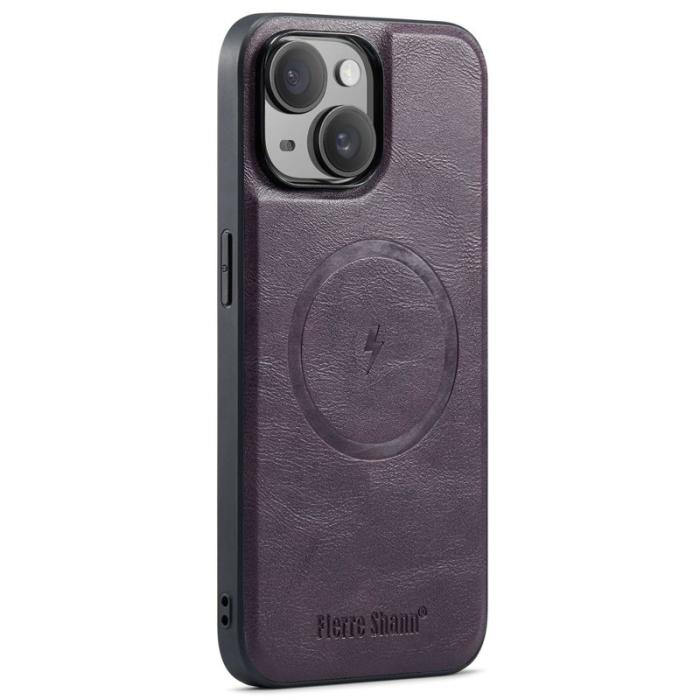 FIERRE SHANN - FIERRE SHANN 025 Fodral för iPhone 14 Plus - Äkta läder - Lila