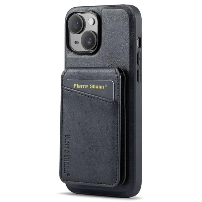 FIERRE SHANN - FIERRE SHANN 025 Fodral för iPhone 14 Plus - Äkta läder - Svart