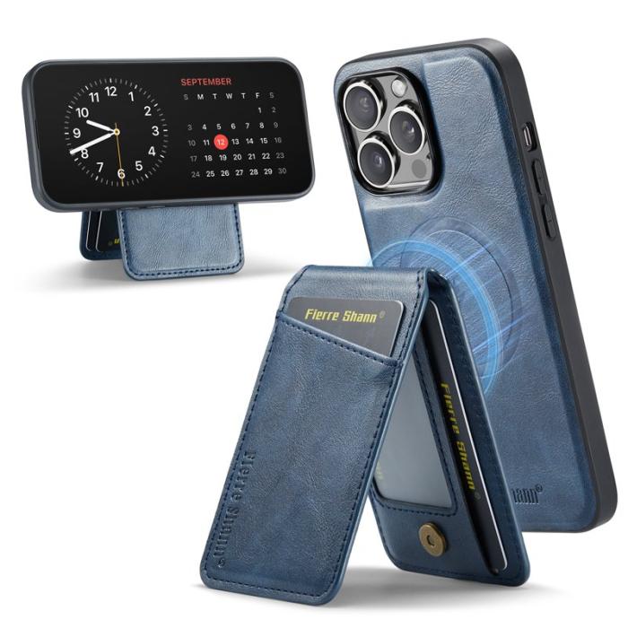 FIERRE SHANN - FIERRE SHANN 025 Fodral för iPhone 14 Pro Äkta läder - Blå