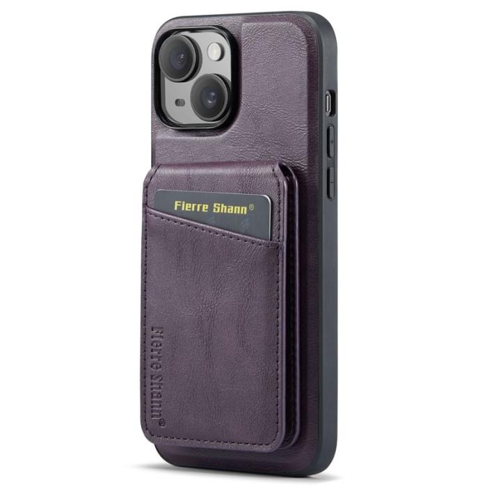 FIERRE SHANN - FIERRE SHANN 025 Fodral för iPhone 15 Plus - Äkta läder - Lila