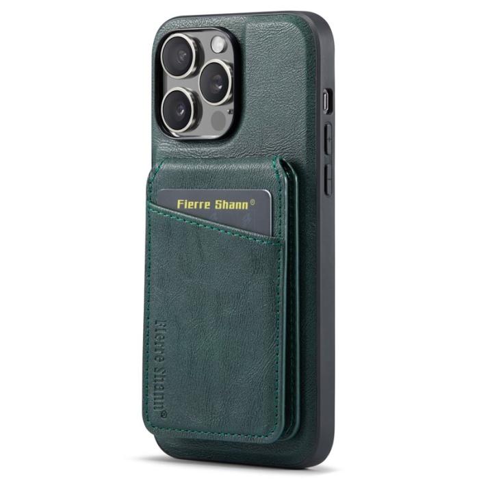 FIERRE SHANN - FIERRE SHANN 025 Fodral för iPhone 15 Pro Max - Äkta läder - Grön
