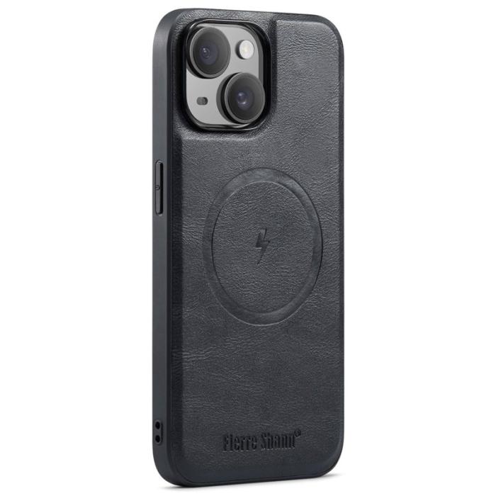 FIERRE SHANN - FIERRE SHANN 025 Fodral för iPhone 15 - PU+TPU - Svart