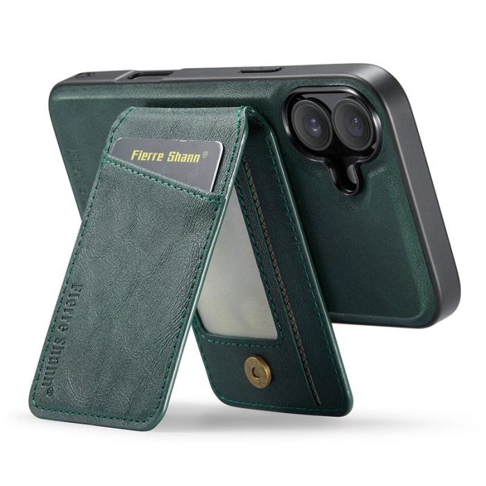 FIERRE SHANN - FIERRE SHANN 025 Fodral för iPhone 16 Äkta läder - Grön