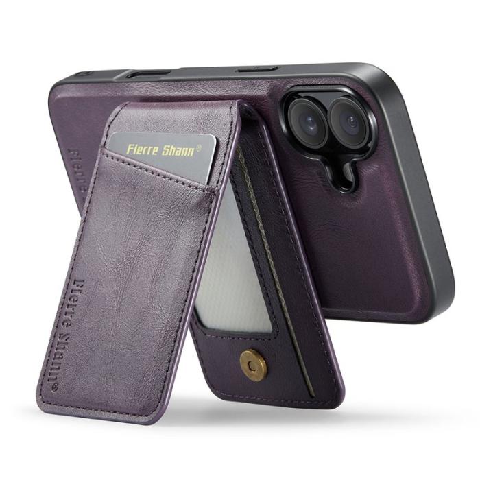 FIERRE SHANN - FIERRE SHANN 025 Fodral för iPhone 16 Äkta läder - Lila