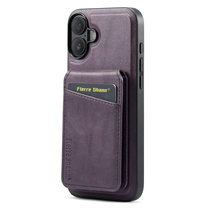 FIERRE SHANN - FIERRE SHANN 025 Fodral för iPhone 16 Äkta läder - Lila